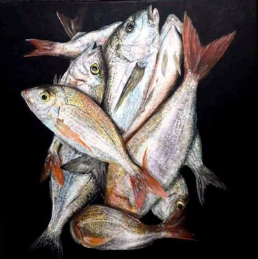 Painting titled "Catch of the day" by Della Camilleri, Original Artwork, Acrylic