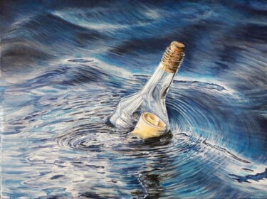 Painting titled "Message in a bottle" by Della Camilleri, Original Artwork, Acrylic