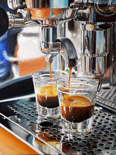 Painting titled "Two espresso please" by Della Camilleri, Original Artwork, Acrylic