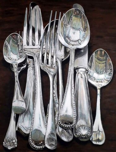 Painting titled "The old cutlery" by Della Camilleri, Original Artwork, Acrylic