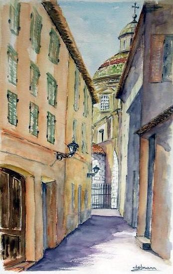 Painting titled "Rue du Pontin Vieux…" by Jean-Marie Delmann, Original Artwork