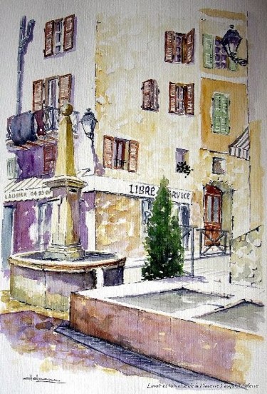 Painting titled "Fontaine et lavoir…" by Jean-Marie Delmann, Original Artwork