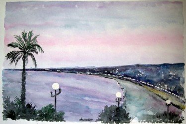 Painting titled "Nice By night" by Jean-Marie Delmann, Original Artwork