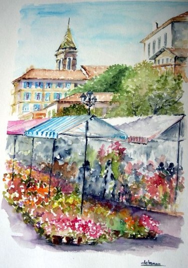 Painting titled "Le Marché aux fleur…" by Jean-Marie Delmann, Original Artwork