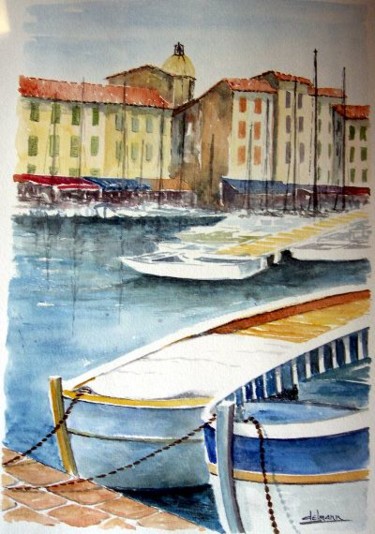 Painting titled "St Tropez" by Jean-Marie Delmann, Original Artwork