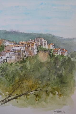 Peinture intitulée "Le Village de Reves…" par Jean-Marie Delmann, Œuvre d'art originale