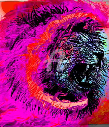 Digital Arts titled "Lions" by Delmv, Original Artwork, Digital Painting