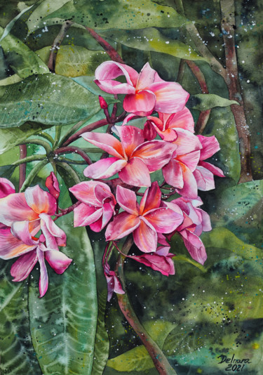 Peinture intitulée "Tropical" par Delnara El, Œuvre d'art originale, Aquarelle