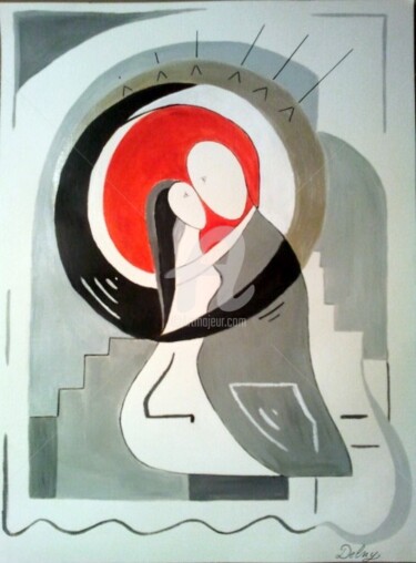 Peinture intitulée "les amoureux (sur p…" par Delny, Œuvre d'art originale, Acrylique