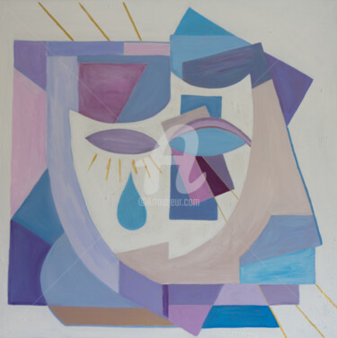 Pintura titulada "Le masque bleu" por Delny, Obra de arte original, Acrílico Montado en Bastidor de camilla de madera