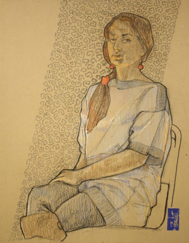 Drawing titled "Портрет Елены." by Aleksei Zaletov, Original Artwork, Pastel
