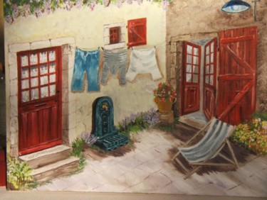 Peinture intitulée "Les portes rouges" par Marie Hélène, Œuvre d'art originale, Huile