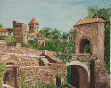 Peinture intitulée "le pont de la légen…" par Marie Hélène, Œuvre d'art originale