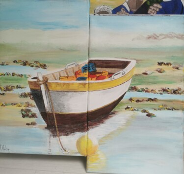 Peinture intitulée "La barque" par Marie Hélène, Œuvre d'art originale, Huile