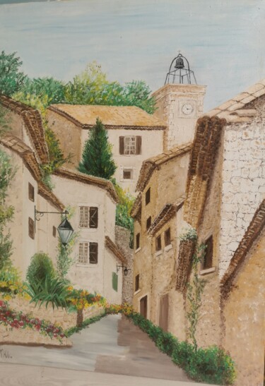 Peinture intitulée "La ruelle" par Marie Hélène, Œuvre d'art originale, Huile Monté sur Châssis en bois