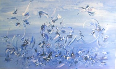 Painting titled "blue story" by Delphine Bernard, Original Artwork, Oil