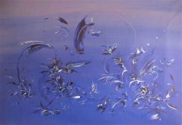 Painting titled "oceanic" by Delphine Bernard, Original Artwork, Oil