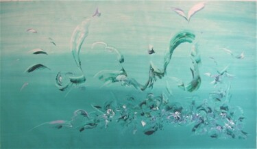 Peinture intitulée "lagoon" par Delphine Bernard, Œuvre d'art originale, Huile