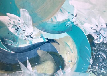 Картина под названием "WAVE" - Delphine Bernard, Подлинное произведение искусства, Акрил Установлен на Деревянная рама для н…