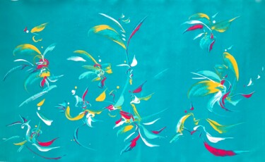 Painting titled "TURQUOISE" by Delphine Bernard, Original Artwork, Acrylic