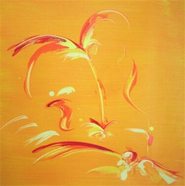 Painting titled "Orange Triptyque- 2" by Delphine Bernard, Original Artwork