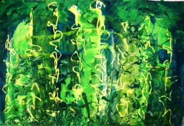 Malerei mit dem Titel "Graf Jungle 1" von Delphine Bernard, Original-Kunstwerk, Öl