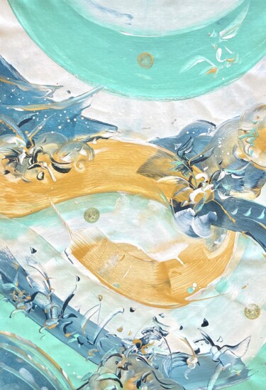Malarstwo zatytułowany „ROLLING WAVES OF LI…” autorstwa Delphine Bernard, Oryginalna praca, Akryl Zamontowany na Drewniana r…