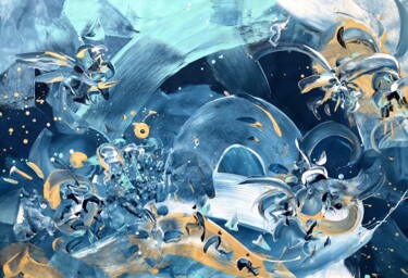Картина под названием "SPACE WAVES" - Delphine Bernard, Подлинное произведение искусства, Акрил Установлен на Деревянная рам…