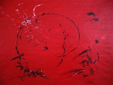 Painting titled "China Red 2" by Delphine Bernard, Original Artwork, Oil