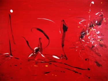 Painting titled "China Red 3" by Delphine Bernard, Original Artwork, Oil