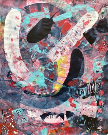 Картина под названием "ORBITAL" - Delphine Bernard, Подлинное произведение искусства, Акрил Установлен на картон