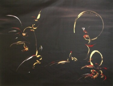 Картина под названием "Golden Round" - Delphine Bernard, Подлинное произведение искусства, Масло
