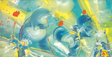 Malerei mit dem Titel "CELESTIAL POPPIES" von Delphine Bernard, Original-Kunstwerk, Acryl Auf Karton montiert