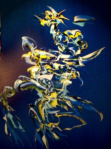 Malerei mit dem Titel "SF jumper" von Delphine Bernard, Original-Kunstwerk, Öl