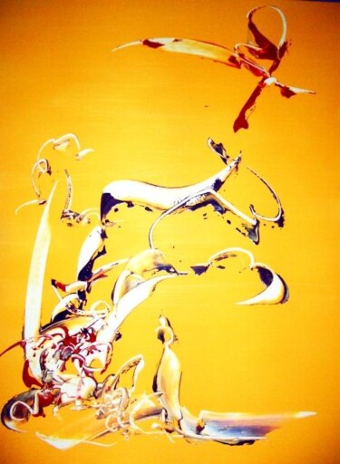 Peinture intitulée "jaune dali" par Delphine Bernard, Œuvre d'art originale, Huile
