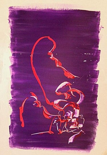 Painting titled "rouge violet" by Delphine Bernard, Original Artwork, Oil