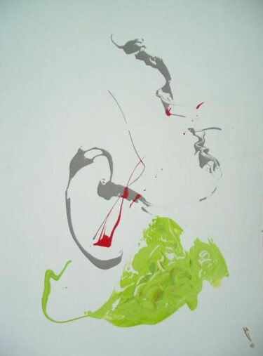 Painting titled "composition vert ro…" by Delphine Bernard, Original Artwork, Oil