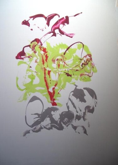 Painting titled "composition vert gr…" by Delphine Bernard, Original Artwork, Oil