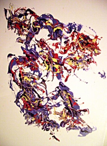 Painting titled "le magicien violet" by Delphine Bernard, Original Artwork, Oil