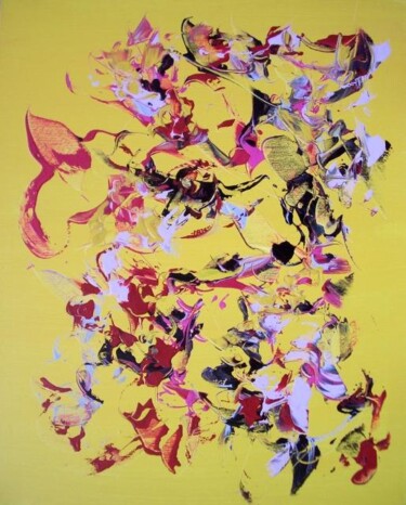 Painting titled "jaune toile" by Delphine Bernard, Original Artwork, Oil