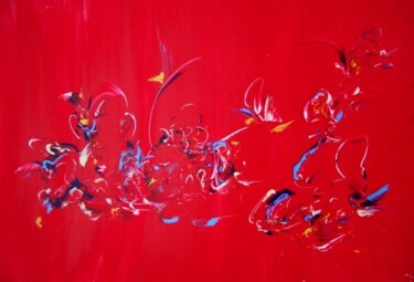 Pintura intitulada "myriade rouge" por Delphine Bernard, Obras de arte originais, Óleo