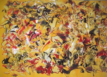 Painting titled "minifresqueorange" by Delphine Bernard, Original Artwork, Oil