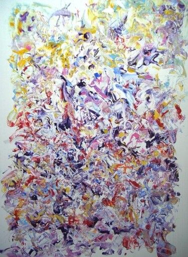 Peinture intitulée "petite fresque mauve" par Delphine Bernard, Œuvre d'art originale, Huile