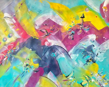 Картина под названием "DAWN ENERGY 2" - Delphine Bernard, Подлинное произведение искусства, Акрил Установлен на Деревянная р…