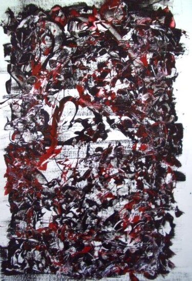 Painting titled "hellfight" by Delphine Bernard, Original Artwork, Oil