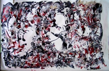 Peinture intitulée "affrontement" par Delphine Bernard, Œuvre d'art originale, Huile