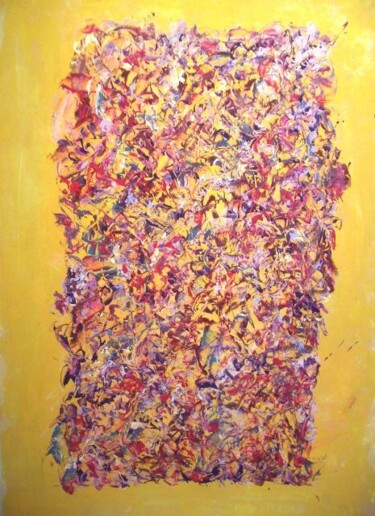 Painting titled "jaune dense" by Delphine Bernard, Original Artwork, Oil