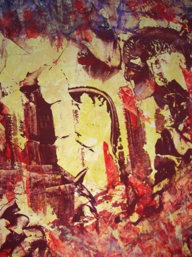 Peinture intitulée "ruines beiges-detail" par Delphine Bernard, Œuvre d'art originale, Huile
