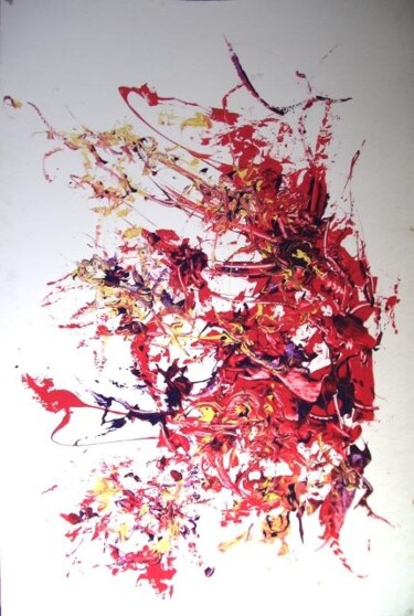 Peinture intitulée "tête rouge" par Delphine Bernard, Œuvre d'art originale, Huile