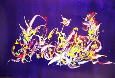 Painting titled "grand violet" by Delphine Bernard, Original Artwork, Oil
